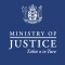 Ministry of Justice  appears on a dark blue background. This image shows a flag, a coat of arms, a seal or some other official insignia.