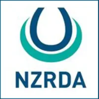 NZRDA logo is two horse shoes coloured different shades of blue with NZRDA beneath it.
