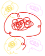 Red, purple and yellow scribbles crossed over one another representing how neurodiverse brains sometimes feel.