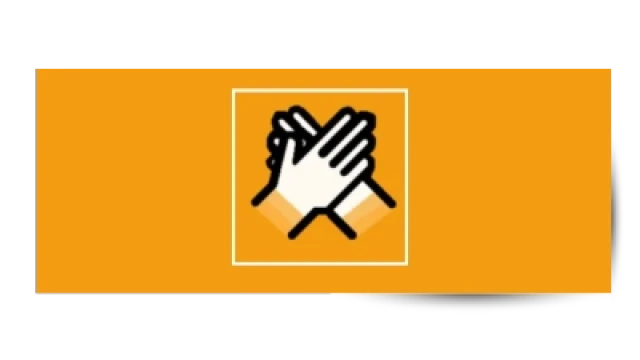 Fluent Hands logo - two white hands folded over orange background
