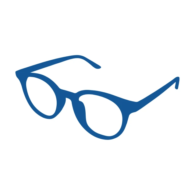 A blue eye glasses icon