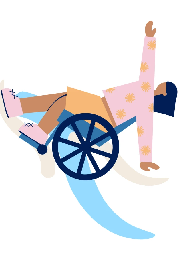 Lady in wheelchair dances