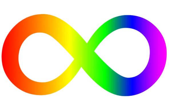 Rainbow coloured infinity symbol