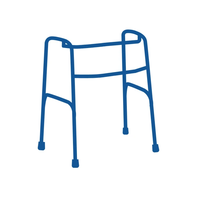 A blue walking frame icon