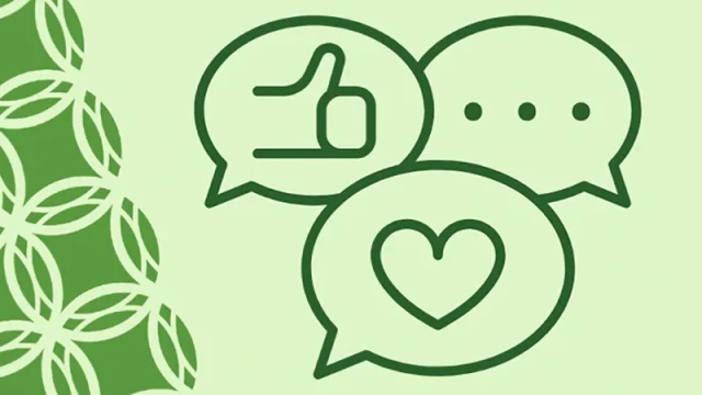 Feedback icons appear against a green background