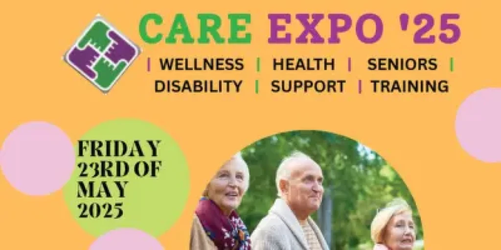 Care expo '25 on an orange background with 