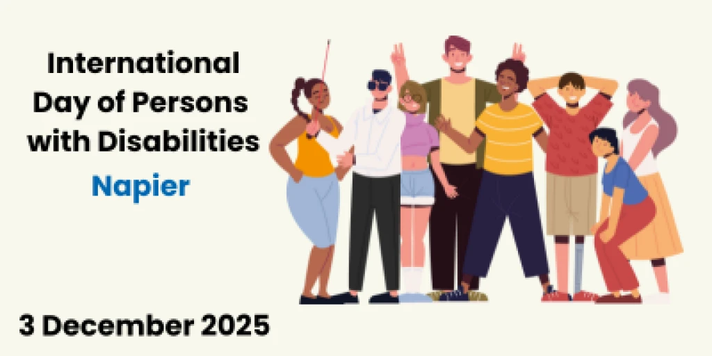 A cartoon of a group of people with various disabilities