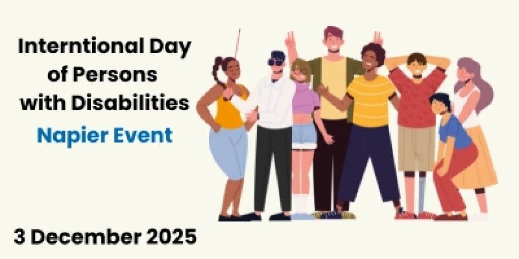 A drawing of a group of people with a range of disabilities