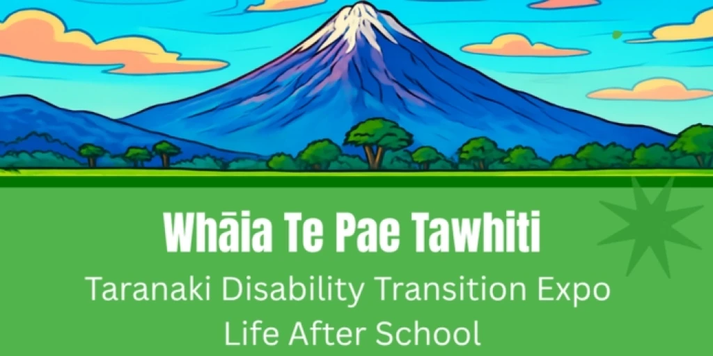 An illustration of Mount Taranaki with the words 